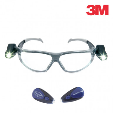 LED LIGHT VISION series, safety glasses With colorless lenses + side lanterns, art.D322 (2892)